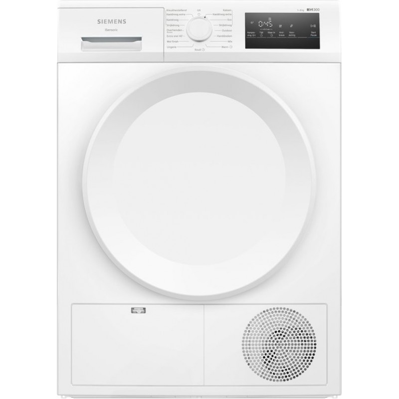 Siemens WT43H00SNL - iQ300 - Wasdroger - Warmtepompdroger - 8 kg - AutoDry technologie beschermt kleding - Outdoor-programma: veilig drogen van waterafstotende kleding en buitenkleding