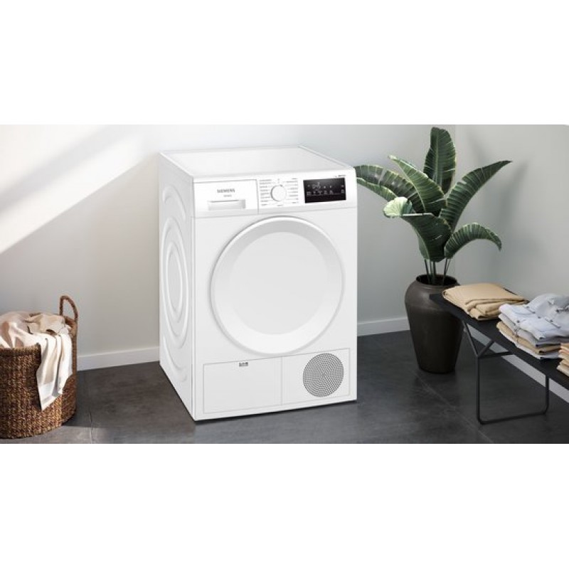 Siemens WT43H00SNL - iQ300 - Wasdroger - Warmtepompdroger - 8 kg - AutoDry technologie beschermt kleding - Outdoor-programma: veilig drogen van waterafstotende kleding en buitenkleding