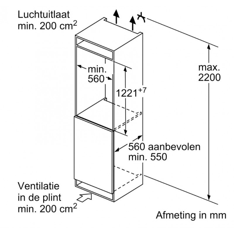 Siemens KI41RSDD1 - deur op deur inbouw koelkast